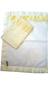Handmade Baby Bedding Yellow&White Cover&Sheet-Satin & Lace Elephant Embroidery - Picture 1 of 7