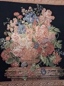 VTG Hand Woven Tapestry Grand Floral Vase W/PEONIES Flowers ITALY - Picture 1 of 10