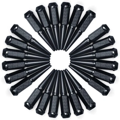 Spike Lug Nut 12x1.5mm Black Set of 24 for 1999 2000 2001 2002 Chevrolet Malibu - Image 1 of 4