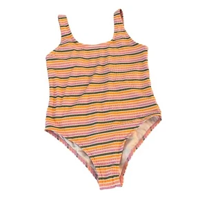 Roxy Girls Striped One-Piece Swimsuit UPF 50+ Sun Protection Size 14 Pink/Orange - Picture 1 of 8