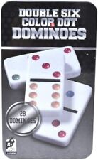 SHINE Double SIX 6 PLASTIC Colour Dot Dominoes In A Tin