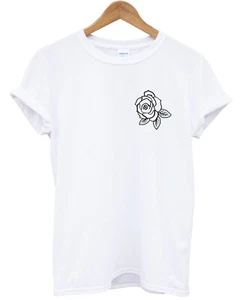 Rose Print Logo T-Shirt Top Mens Ladies Kids Cute Top Cool Tattoo Style L335 - Picture 1 of 13