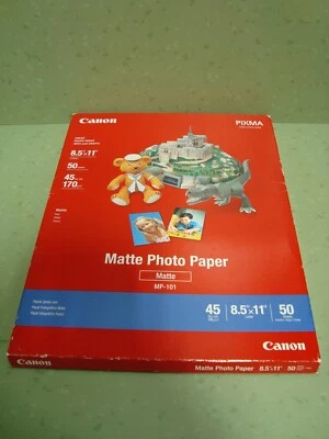Матовая фотобумага Canon 8,5 x 11 дюймов MP-101 новая нераспечатанная запечатанная 50 листов - Изображение 1 из 2