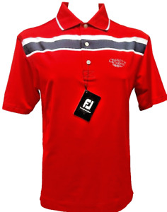 Footjoy golf polo shirt short sleeve Mens Medium red Quarry Oaks
