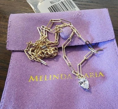 MELINDA MARIA  Goldtone Samantha Chain Teardop Diamondette Necklace NWT+ GIFT! - Image 1 of 3