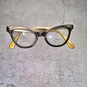 Vintage 60er Cat Eye Damen Brille USOptical 5 1/2 Rosegold Braun Lehrer  - Bild 1 von 17