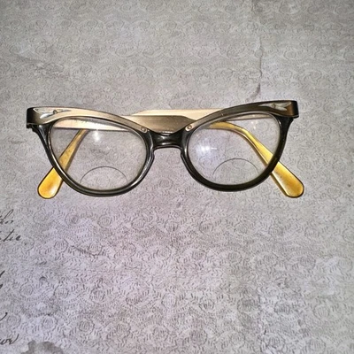 Винтажные женские очки 60-х Cat Eye USOptical 5 1/2 розовое золото коричневый учитель  - Изображение 1 из 4