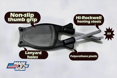 Block Knife sharpener- with Black nonslip thumb grip- Relines and hones blades. - Image 1 of 4