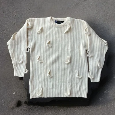 Suéter de Lana de Cordero Angora L Crema Texturado Suave Arte Tejido De Colección I.B. Difusión Foto 1 de 4