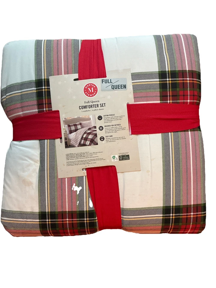 Edredón Martha Stewart Completo/Reina 3 Piezas 100% Algodón Cuadros Leer Descripción Foto 1 de 4