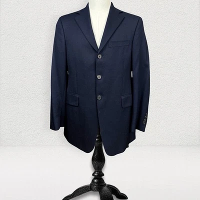 Шерстяной блейзер мужской J Crew 38S темно-синий на 3 пуговицах с подкладкой одинарный вентилируемый стиль 63737 - Изображение 1 из 4