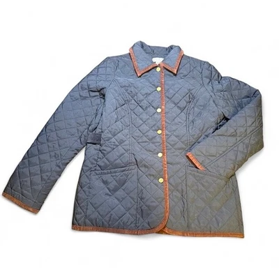 Abrigo Chaqueta Joan Rivers Acolchado Tareas de Granero Borde en Contraste Botón Talla S Negro Marrón Foto 1 de 4