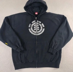 VTG Element Zip Up Hoodie Sweatshirt Men's XL Black Camo Seal Skater Y2K  - Picture 1 of 15