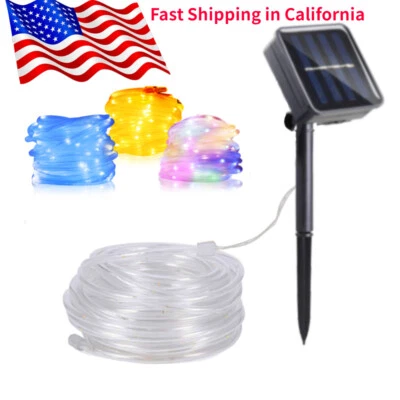 LED Solar Rope String Fairy Lights Strip Outdoor Garden Patio Pool Dusk To Dawn - Image 1 of 4