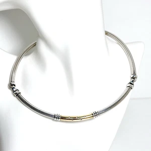 Vintage Fili Menegatti Sterling Silver & 18ct Gold Diamond Necklace 38cm 32g - Imagen 1 de 24