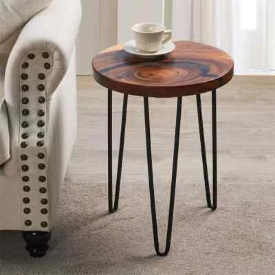 Artisan Round Epoxy Coffee Table – Modern Resin Top Accent for Home Decor - Image 1 of 4