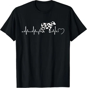 Cow Heartbeat Cow Print for Cow Lovers Gift Unisex T-Shirt - Picture 1 of 4