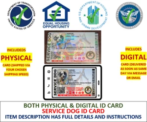 HOLOGRAPHIC SERVICE DOG ID CARD -  CUSTOMIZABLE 2 SIDED PHYSICAL & DIGITAL LJ - Picture 1 of 5