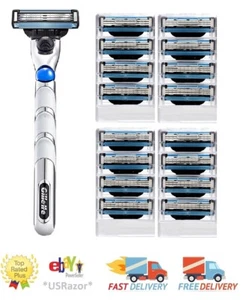 16 Gillette Mach 3 Razor Blades Refills Cartridges Metal Handle Fit Mach3 Turbo - Picture 1 of 3