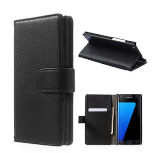 BLACK WALLET Leather  Case Phone Cover for  Samsung Galaxy J6 2018 UK FREEPOST - Picture 1 of 2