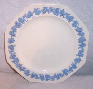 OCTAGONAL Wedgwood Embossed Queensware lavender blue on cream 7 3/4" SALAD PLATE - Picture 1 of 2