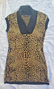 Questions by Say What Animal Print Knit Tunic Top Cropped Vest Shawl-Collar SZ L - Picture 1 of 15