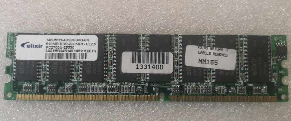 Elixir M2U51264DS8HB3G-6K 512MB PC2700 DDR-333MHz Memory Module RAM - Image 1 of 2