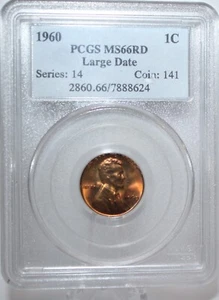 1960 Lincoln cent PDGS MS66 RED Free Shipping - Picture 1 of 2