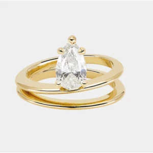 18k Yellow Gold Wedding Ring 1.00 Ct IGI Lab Created Fine Pear Cut Diamond - Picture 1 of 8