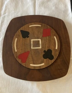MCM VTG Poker Cards Wood Trivet Gladmark Burbank Calif Hangable READ - Picture 1 of 5