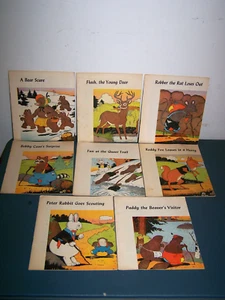 PLATT & MUNK 8 1961 BOOKS PETER RABBIT BEAR COON FOX RAT DEER BEAVER QUEER TRAIL - Picture 1 of 4