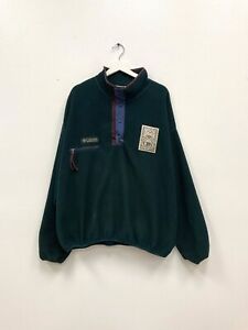 Vintage 1994 Columbia CBS US Mens Quarter Button PIllover Jacket Size 2XL Green