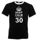 18th to 80th Birthday Gift Present Keep Calm Only Contrast Mens Ringer T Shirt