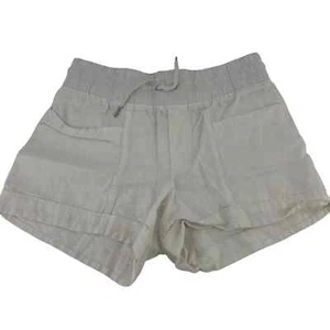 Athleta white 100% linen shorts size 4 cuffed lightweight comfy mid rise - Picture 1 of 10