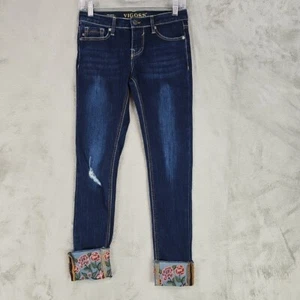 Vigoss Jeans Girls Size 12 The Austin Ankle Skinny Embroidered Cuff Distressed - Picture 1 of 15