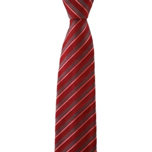 $125 Nueva corbata GRUPPO ARTIGIANI roja y gris a múltiples rayas 3,5" seda algodón cuello - Imagen 1 de 4