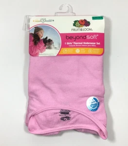 Fruit Of The Loom XL Girls Thermal Underwear Set, Soft Waffle Fabric, Pink - Picture 1 of 7