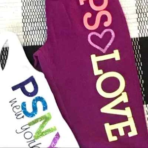 Aeropostale kids sweats and tank top glitter set plum purple white 7 8      - Picture 1 of 5