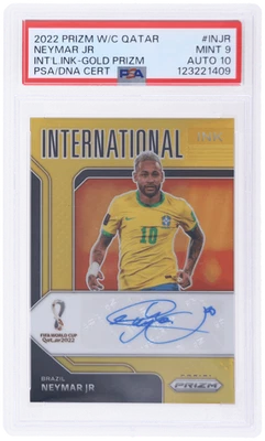 2022 Panini Prizm World Cup Neymar Jr International Ink Gold #INJR /10 PSA 9/10 - Image 1 of 2