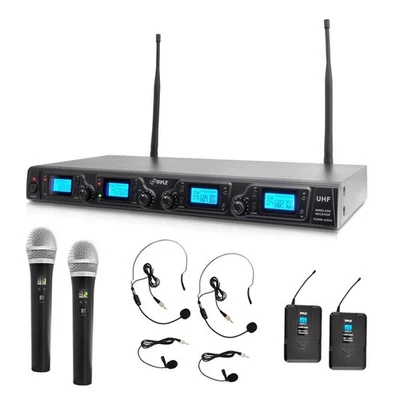 Pyle UHF Wireless Microphones Handheld/Belt-Pack/Lavalier/Headset PDWM4350U - Image 1 of 4