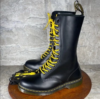 Dr. Martens 1914 Women’s Size 11 Smooth 14 Eye Tall Black Leather Boots - Image 1 of 4