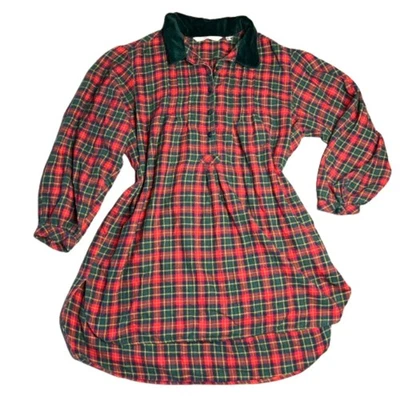 Vintage Victoria's Secret Country Night Plaid & Velvet Shirt Dress Size M - Image 1 of 4