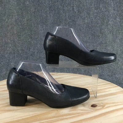 Женские туфли-лодочки Clarks на неструктурированных каблуках размер 10 M черные кожаные без задника на блочных каблуках - Изображение 1 из 4