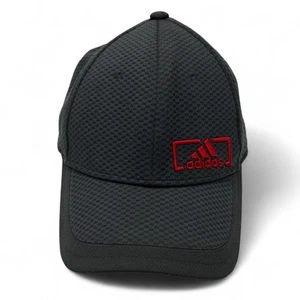 Adidas AEROREADY Black Structured Baseball Cap Red Logo Hat Mens - Picture 1 of 7