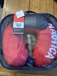 Nautica 4- Piece Travel Pillow Set - Red & Navy Blue - Picture 1 of 4