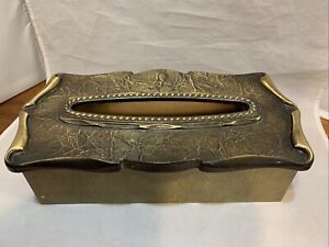 Vintage Brass Amerock Carriage House Tissue Box Complete I2