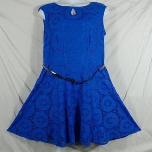 Covington Kleid Damen blau Spitze Häkel Fit & Flare Mini Übergröße 16 W - Bild 1 von 8
