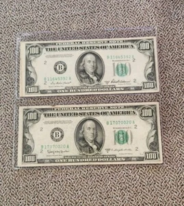 Lof (2) 1950 $100 Dollar Bill's New York - Picture 1 of 4