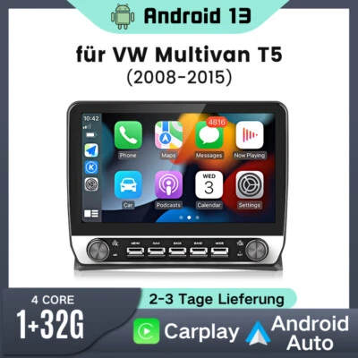 Carplay Android 14 Autoradio GPS Navi WIFI BT SWC 32G Für VW Multivan T5 08-2015 - Bild 1 von 4