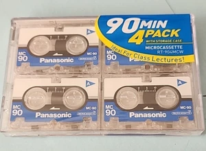 Panasonic 90 min 4 Pack Microcassette Tapes RT-904MCW New in Sealed Package - Picture 1 of 3